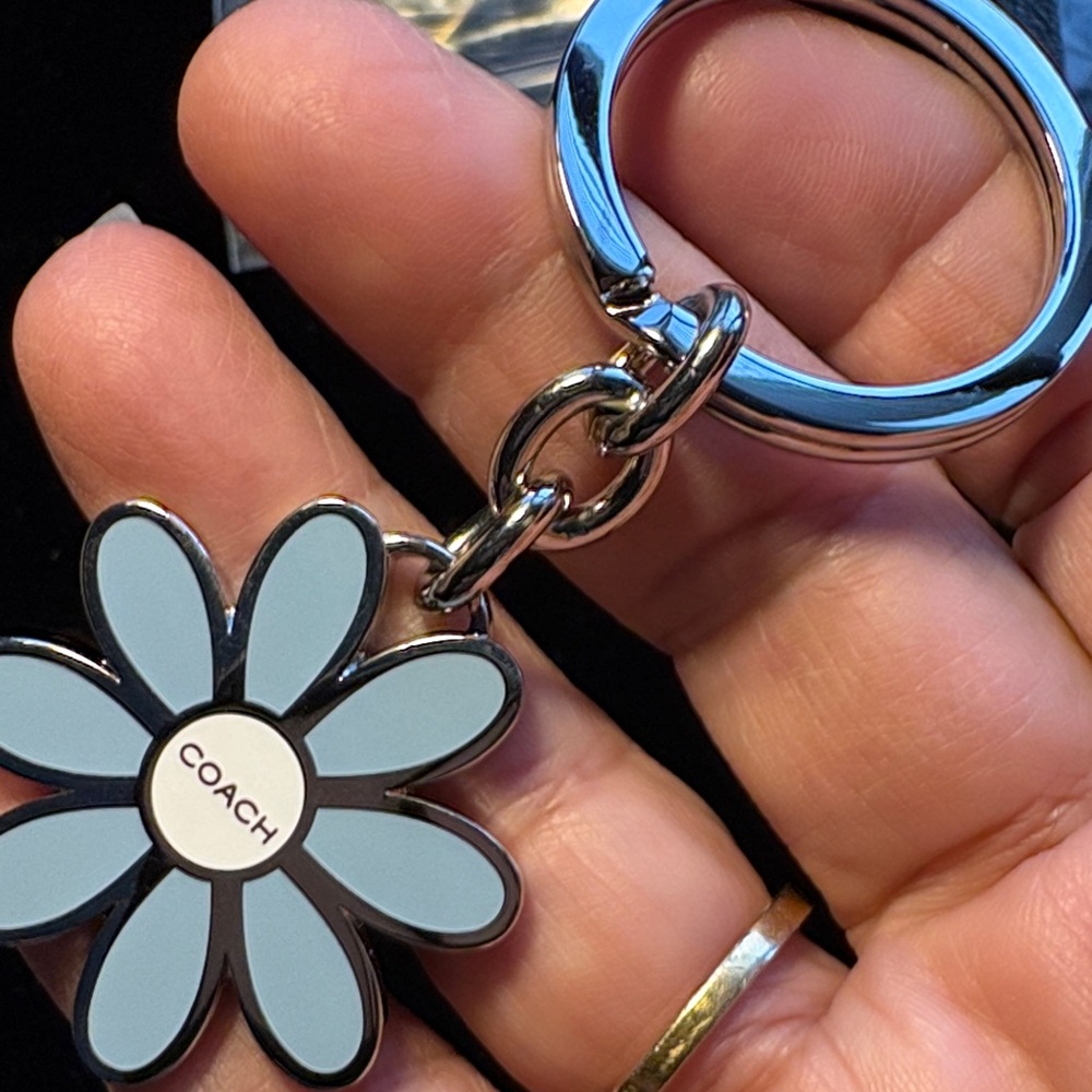 Coach Light Blue Flower Keychain